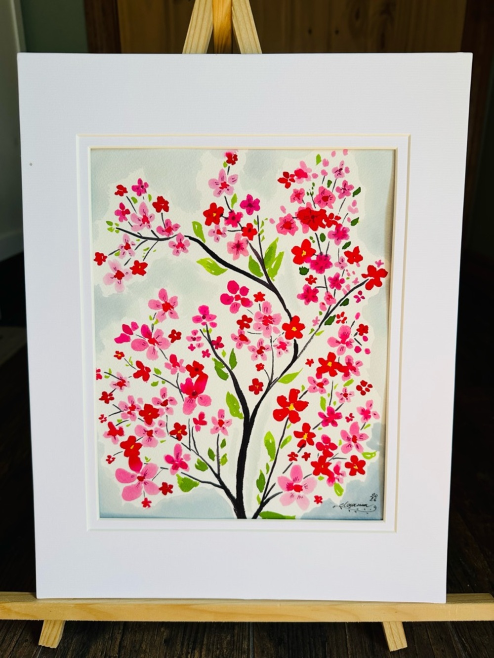 Hand-Made New Watercolor Art Cherry Blossoms - Picture 2 of 6